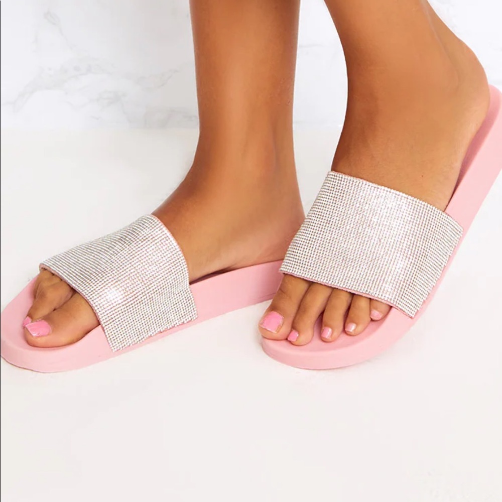 Pink Diamanté Sliders